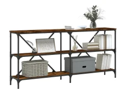 Mesa consola hierro madera ingeniería roble ahumado 160x30x75cm ES682446