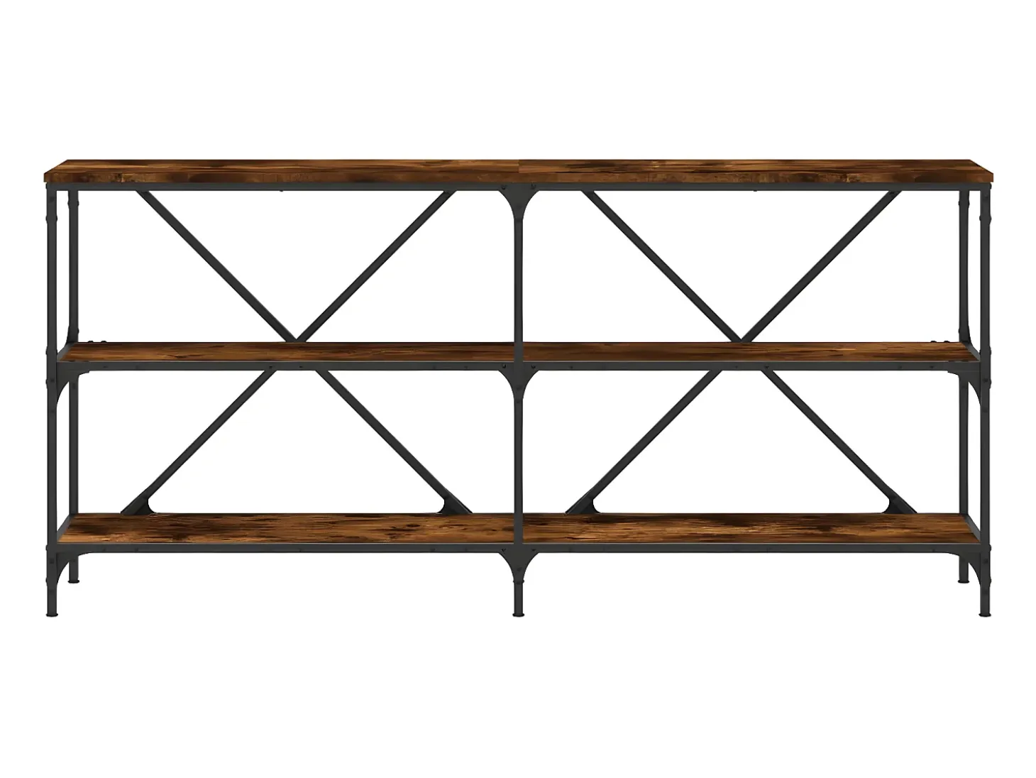 Mesa consola hierro madera ingeniería roble ahumado 160x30x75cm ES682446