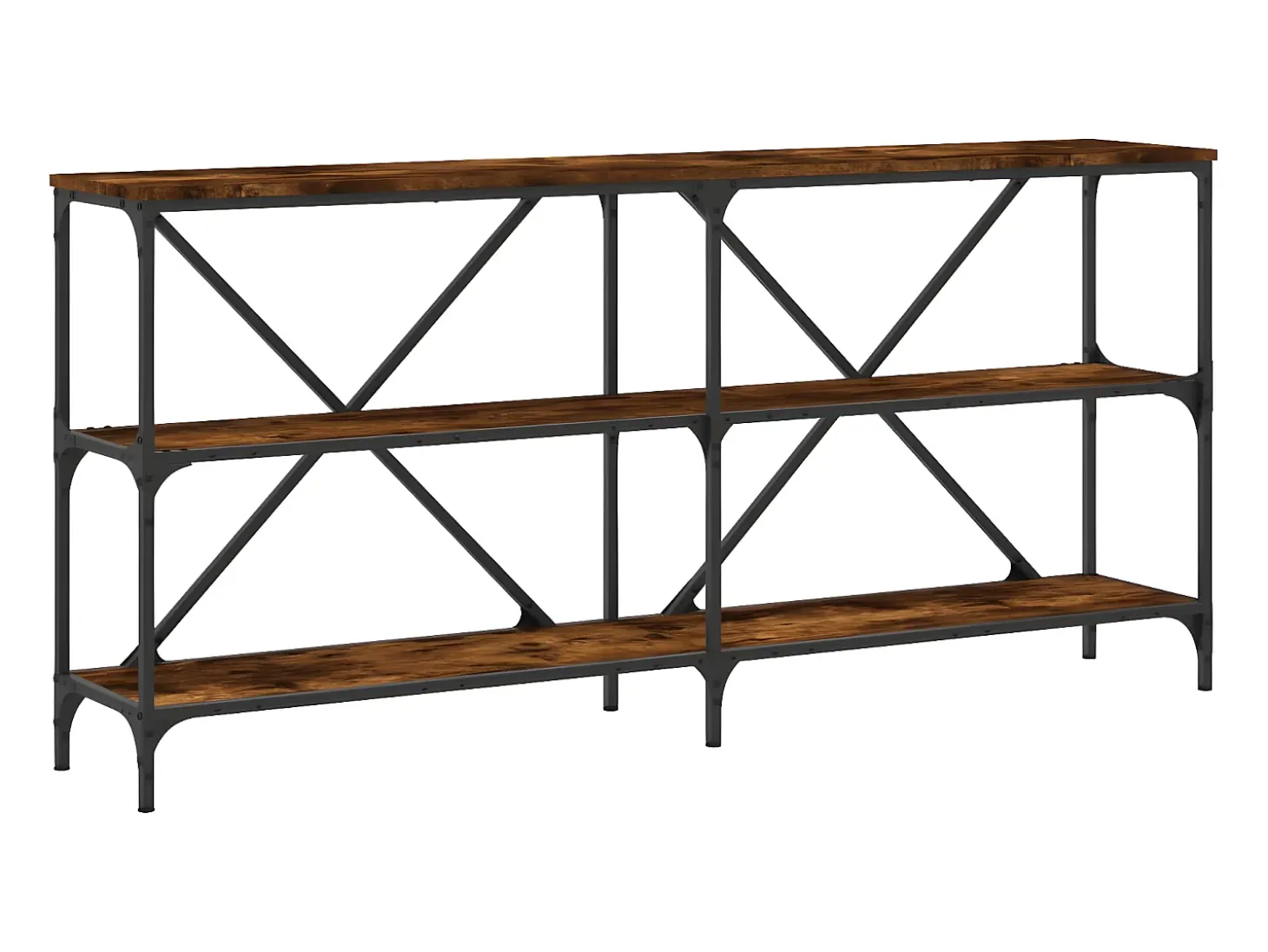 Mesa consola hierro madera ingeniería roble ahumado 160x30x75cm ES682446