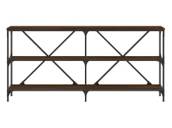 Mesa consola hierro madera ingeniería roble marrón 160x30x75 cm ES956784