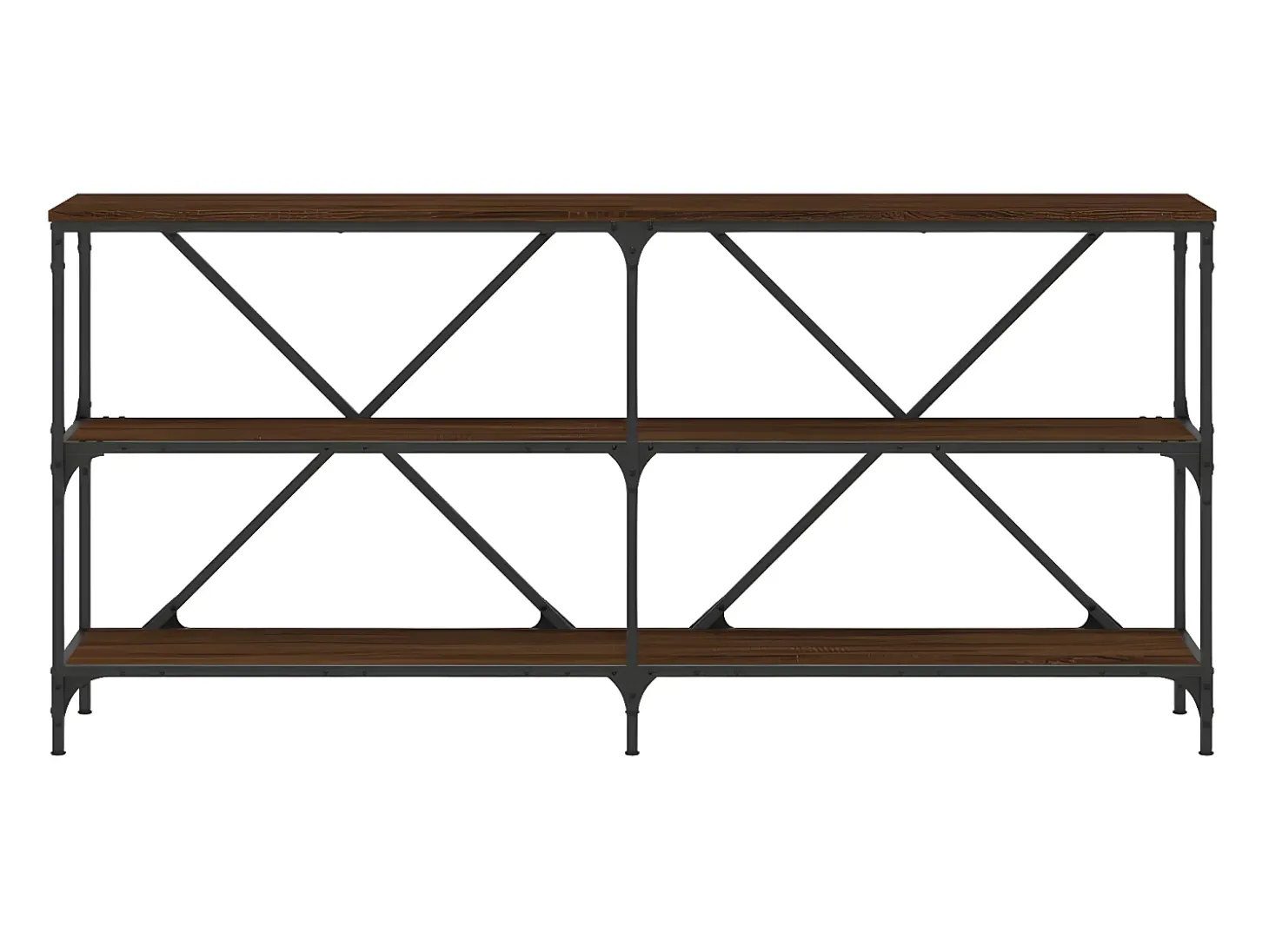 Mesa consola hierro madera ingeniería roble marrón 160x30x75 cm ES956784
