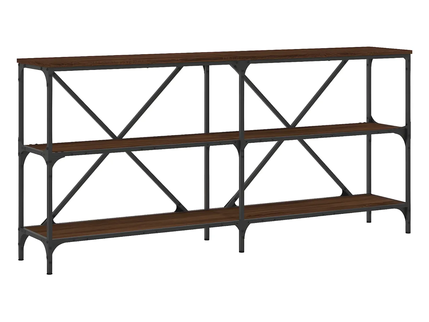 Mesa consola hierro madera ingeniería roble marrón 160x30x75 cm ES956784