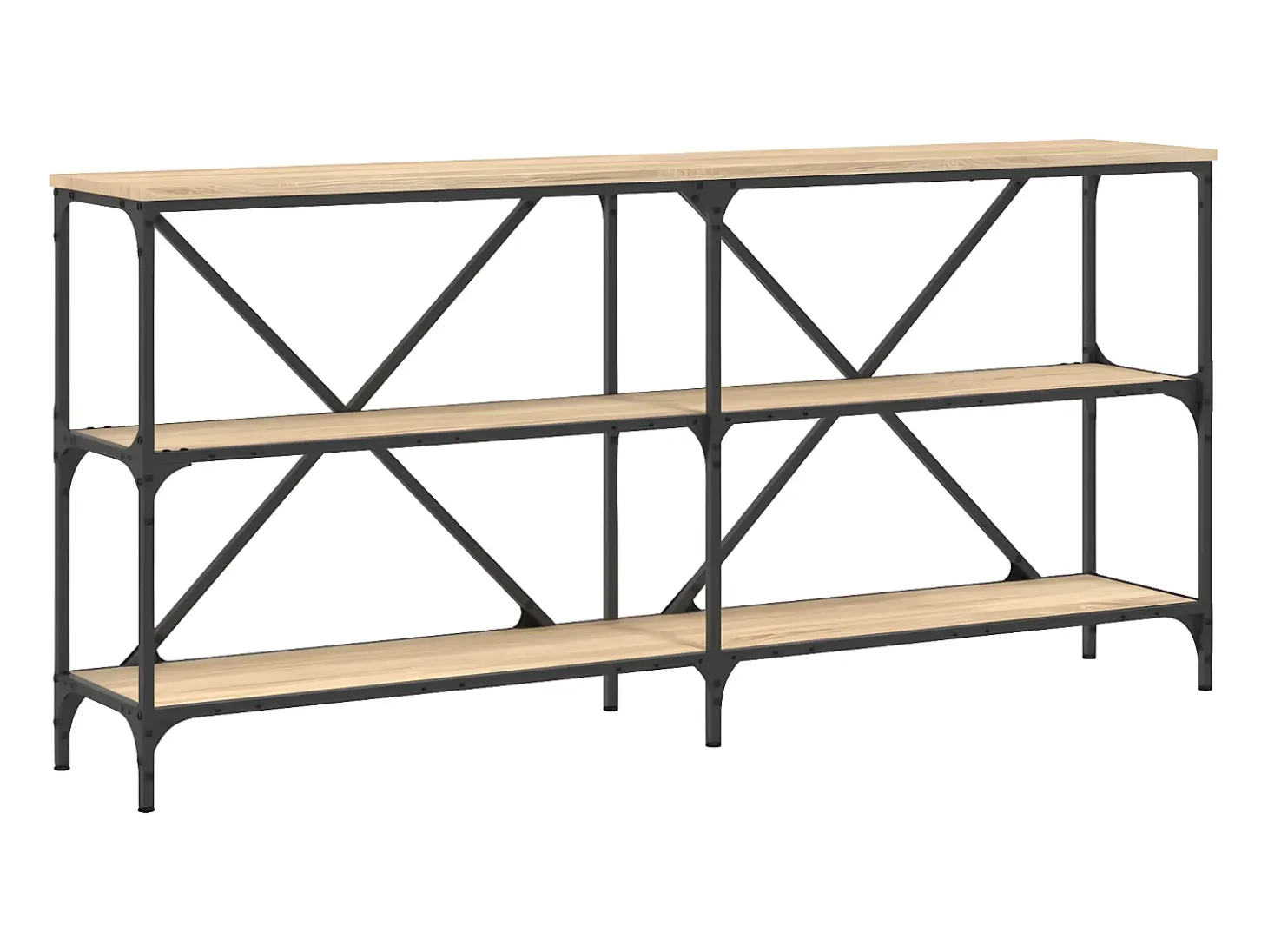 Mesa consola hierro madera ingeniería roble Sonoma 160x30x75 cm ES995905