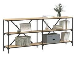 Mesa consola hierro madera ingeniería roble Sonoma 180x30x75 cm ES175301