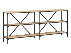 Mesa consola hierro madera ingeniería roble Sonoma 180x30x75 cm ES175301
