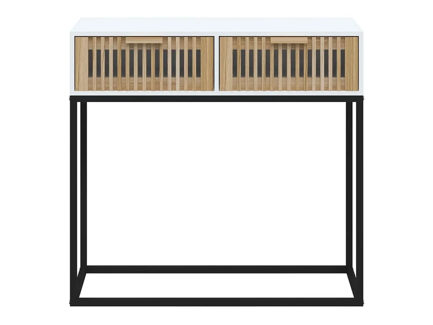 Mesa consola hierro y madera contrachapada blanco 80x30x75 cm