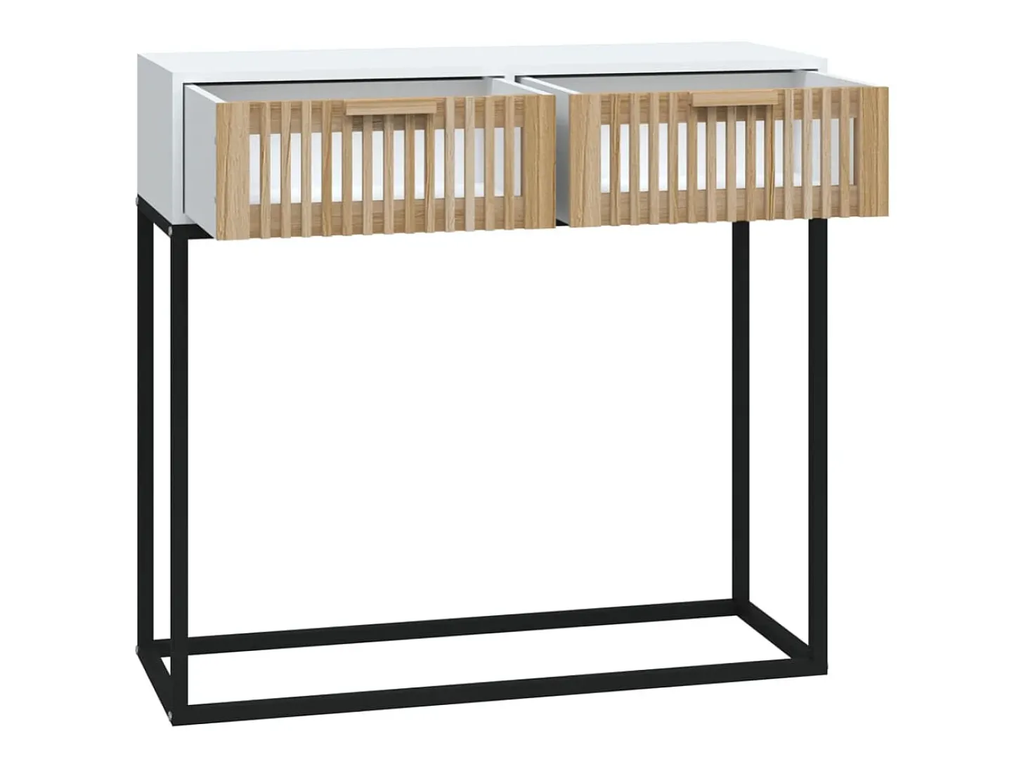 Mesa consola hierro y madera contrachapada blanco 80x30x75 cm