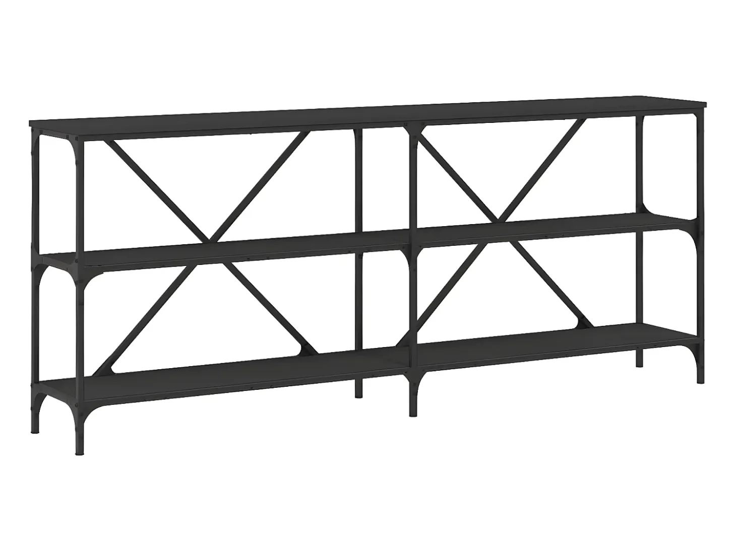 Mesa consola hierro y madera de ingeniería negro 180x30x75 cm ES774340