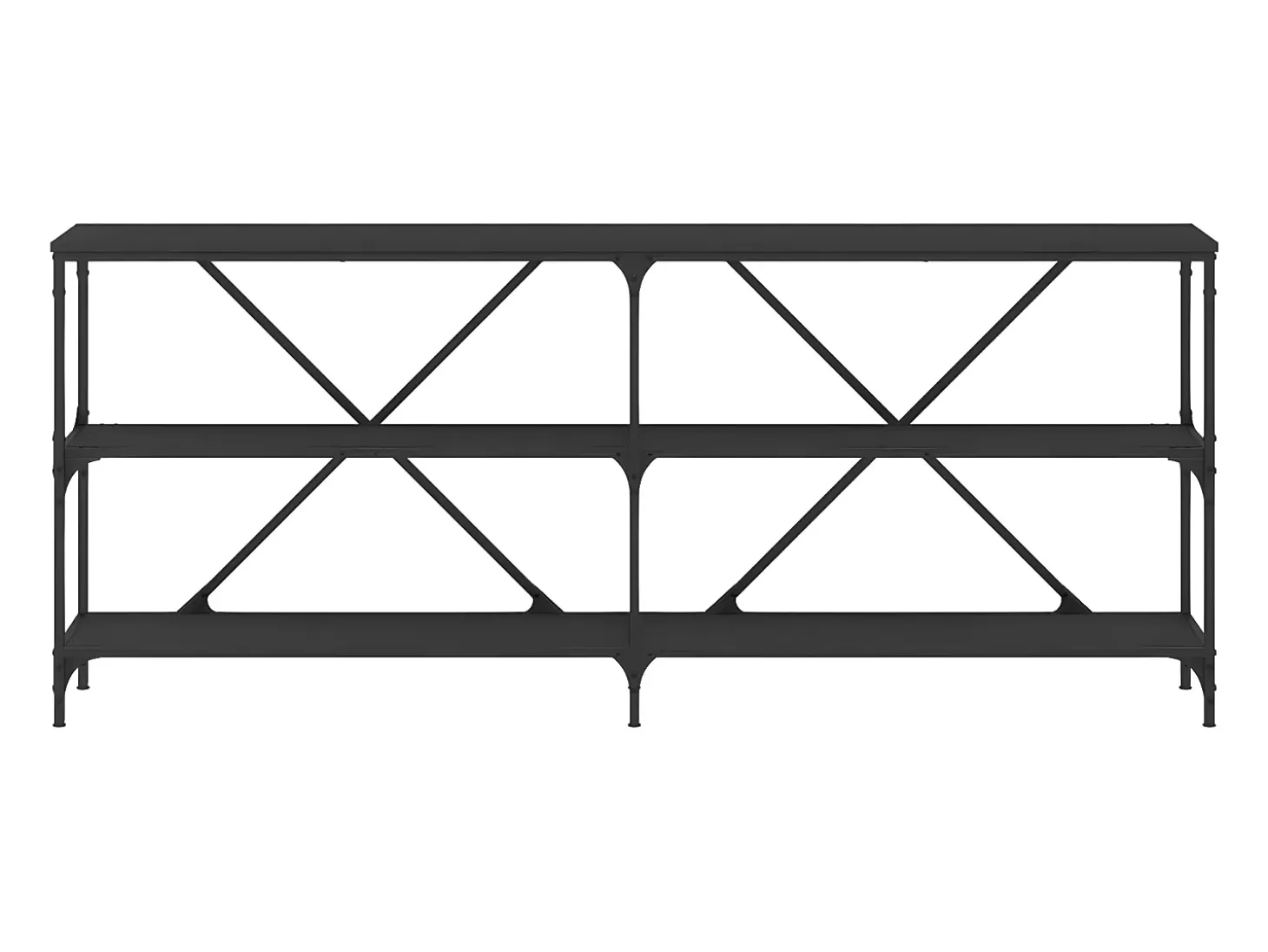 Mesa consola hierro y madera de ingeniería negro 180x30x75 cm ES774340