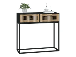Mesa consola hierro y madera contrachapada negro 80x30x75 cm