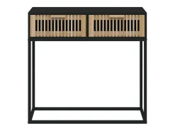 Mesa consola hierro y madera contrachapada negro 80x30x75 cm ES314418