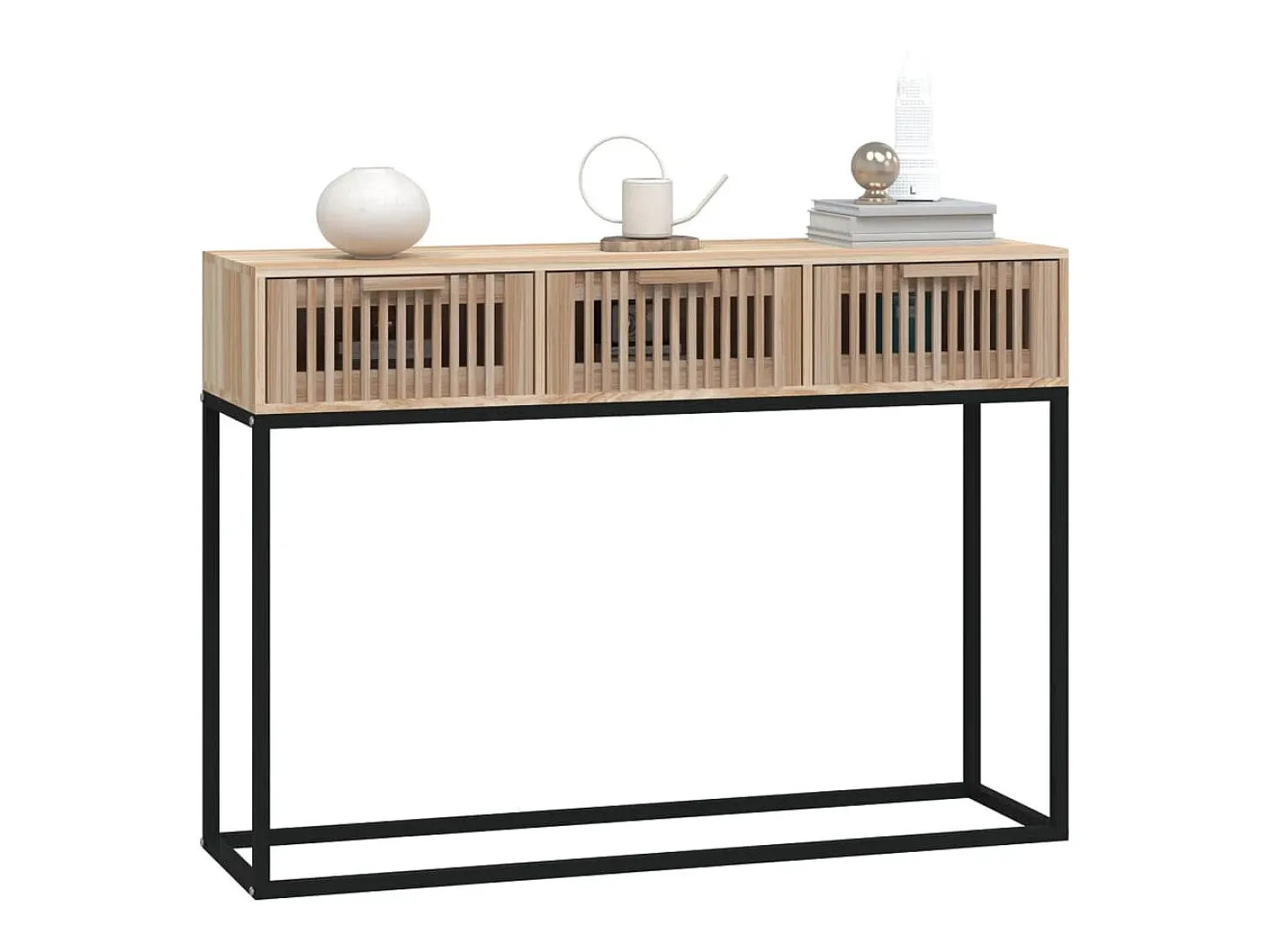 Mesa consola hierro y madera contrachapada 105x30x75 cm