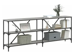 Mesa consola hierro y madera ingeniería gris Sonoma 200x30x75cm