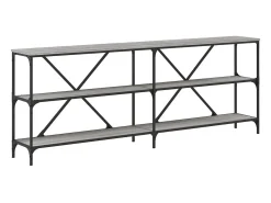 Mesa consola hierro y madera ingeniería gris Sonoma 200x30x75cm