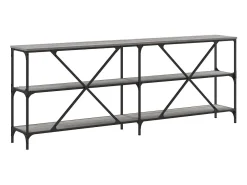 Mesa consola hierro y madera ingeniería gris Sonoma 200x30x75cm