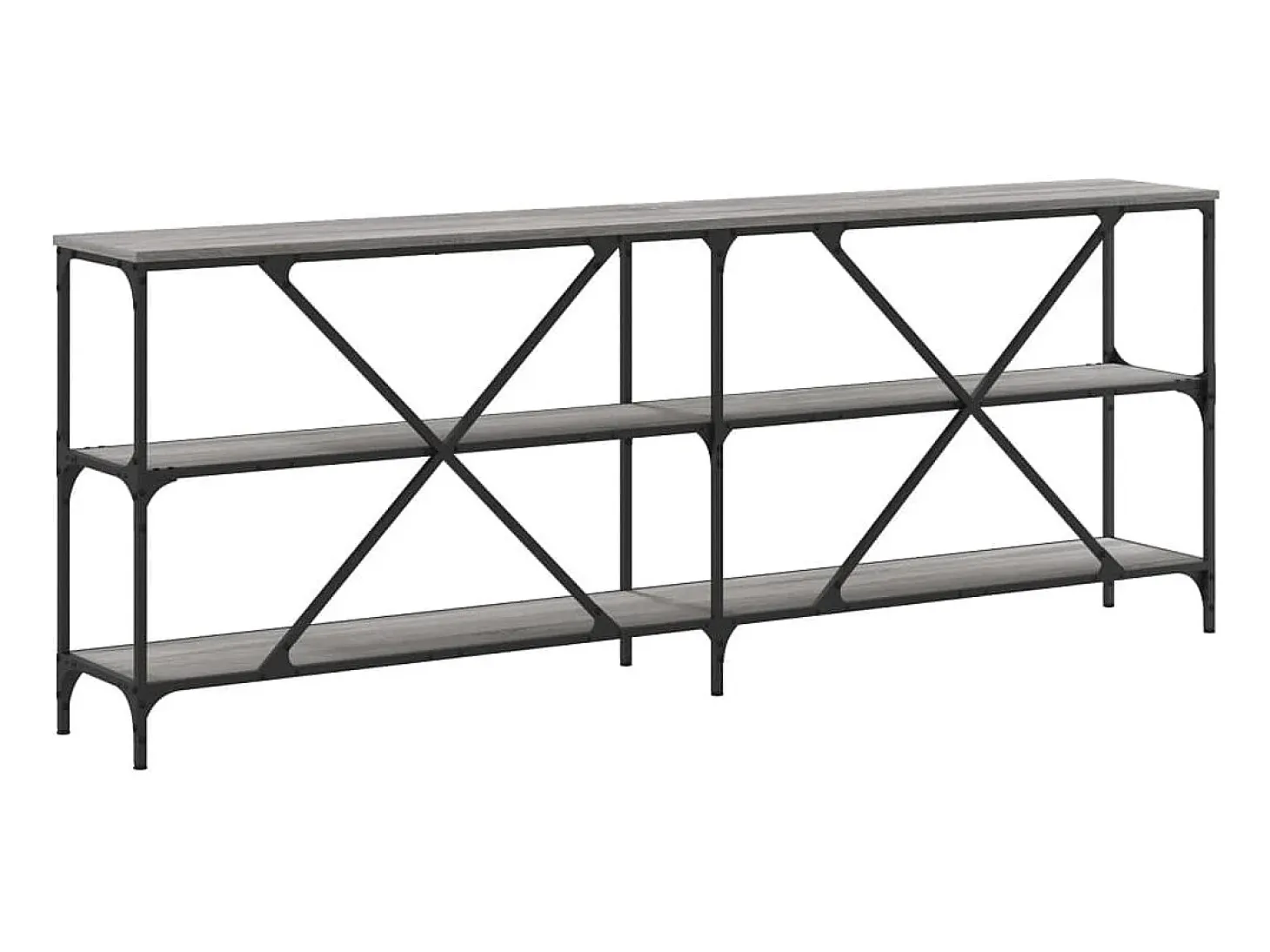 Mesa consola hierro y madera ingeniería gris Sonoma 200x30x75cm