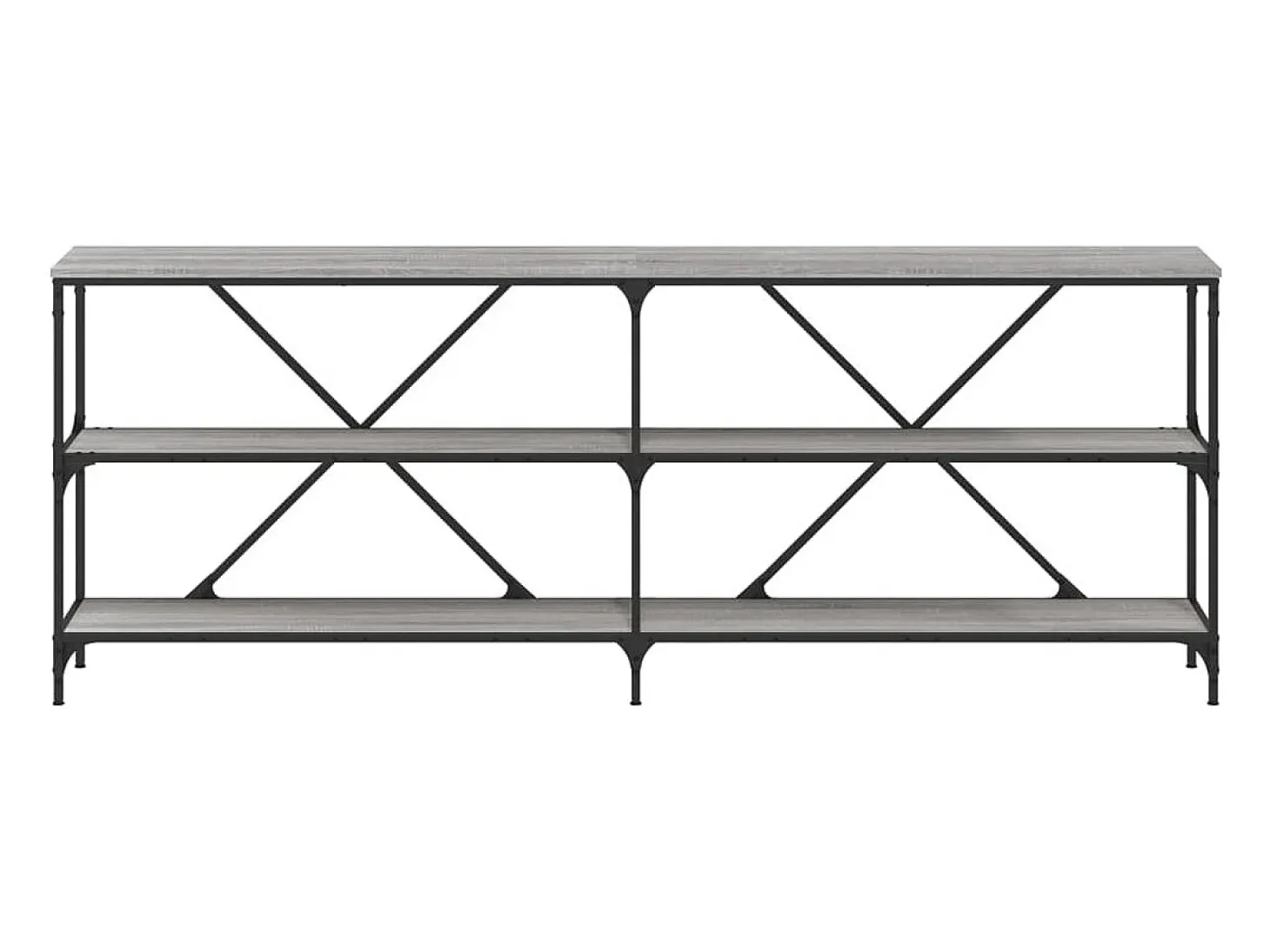 Mesa consola hierro y madera ingeniería gris Sonoma 200x30x75cm
