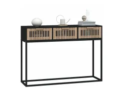 Mesa consola hierro y madera contrachapada negro 105x30x75 cm ES353805