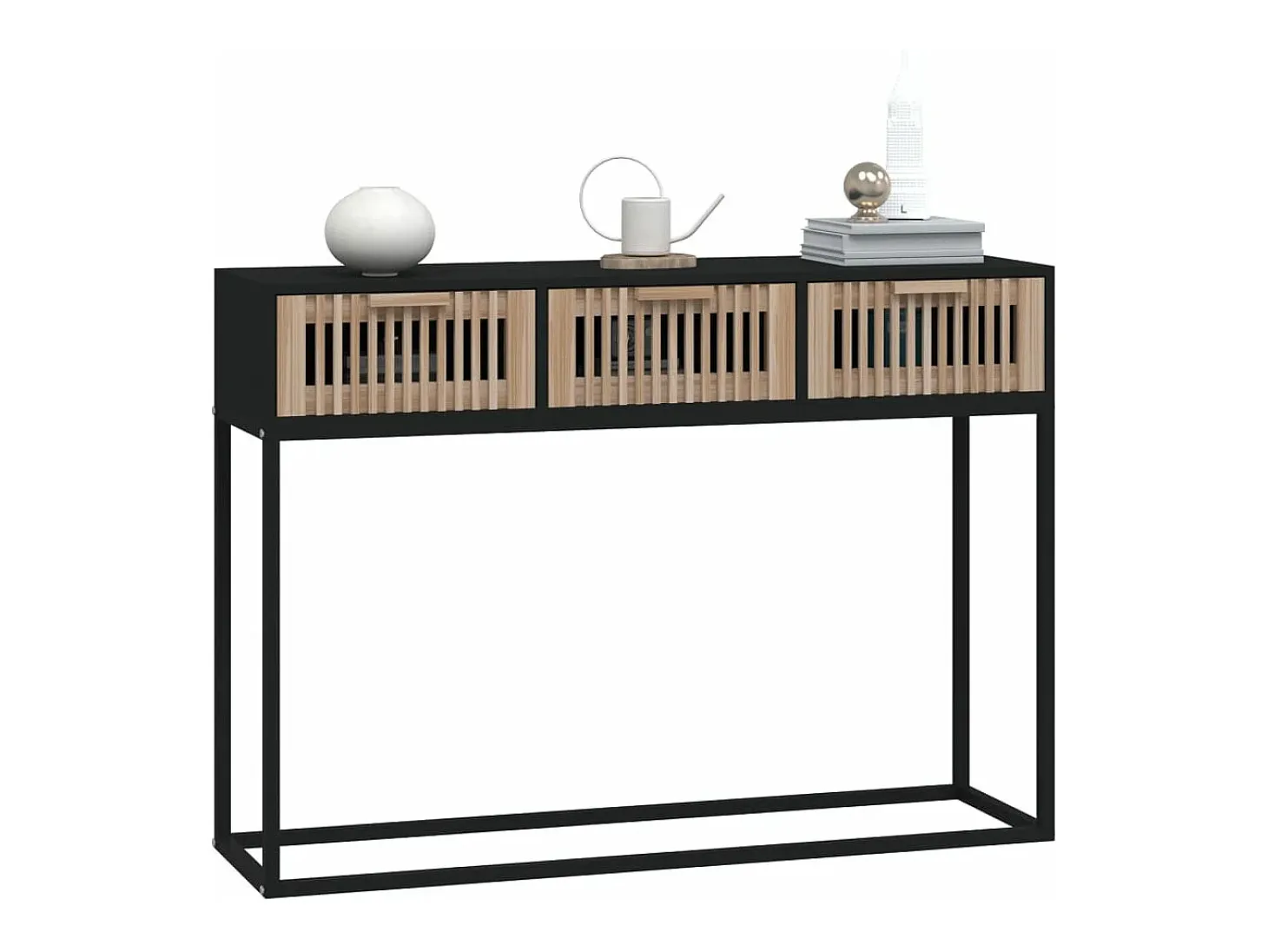 Mesa consola hierro y madera contrachapada negro 105x30x75 cm ES353805