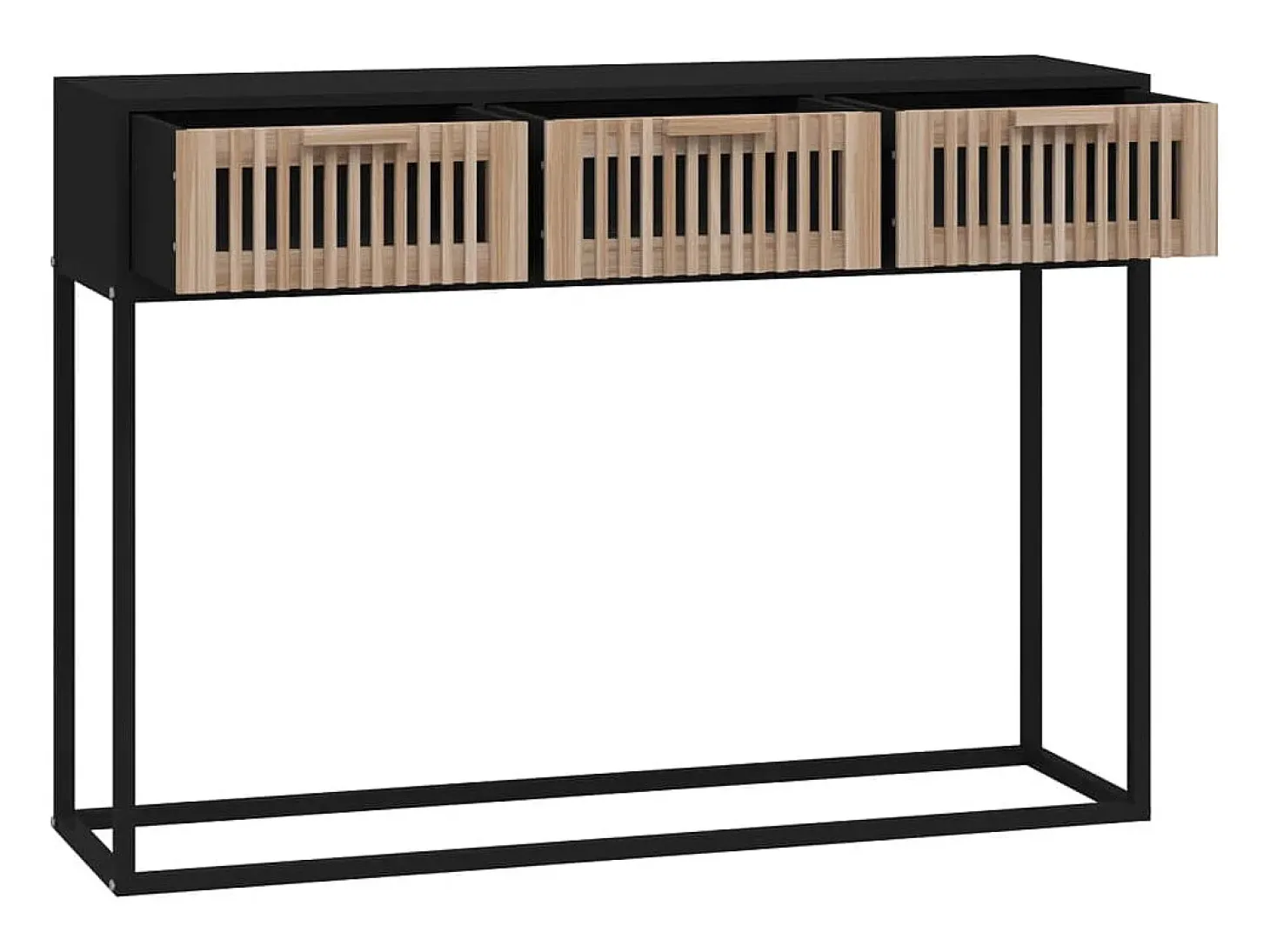 Mesa consola hierro y madera contrachapada negro 105x30x75 cm ES353805