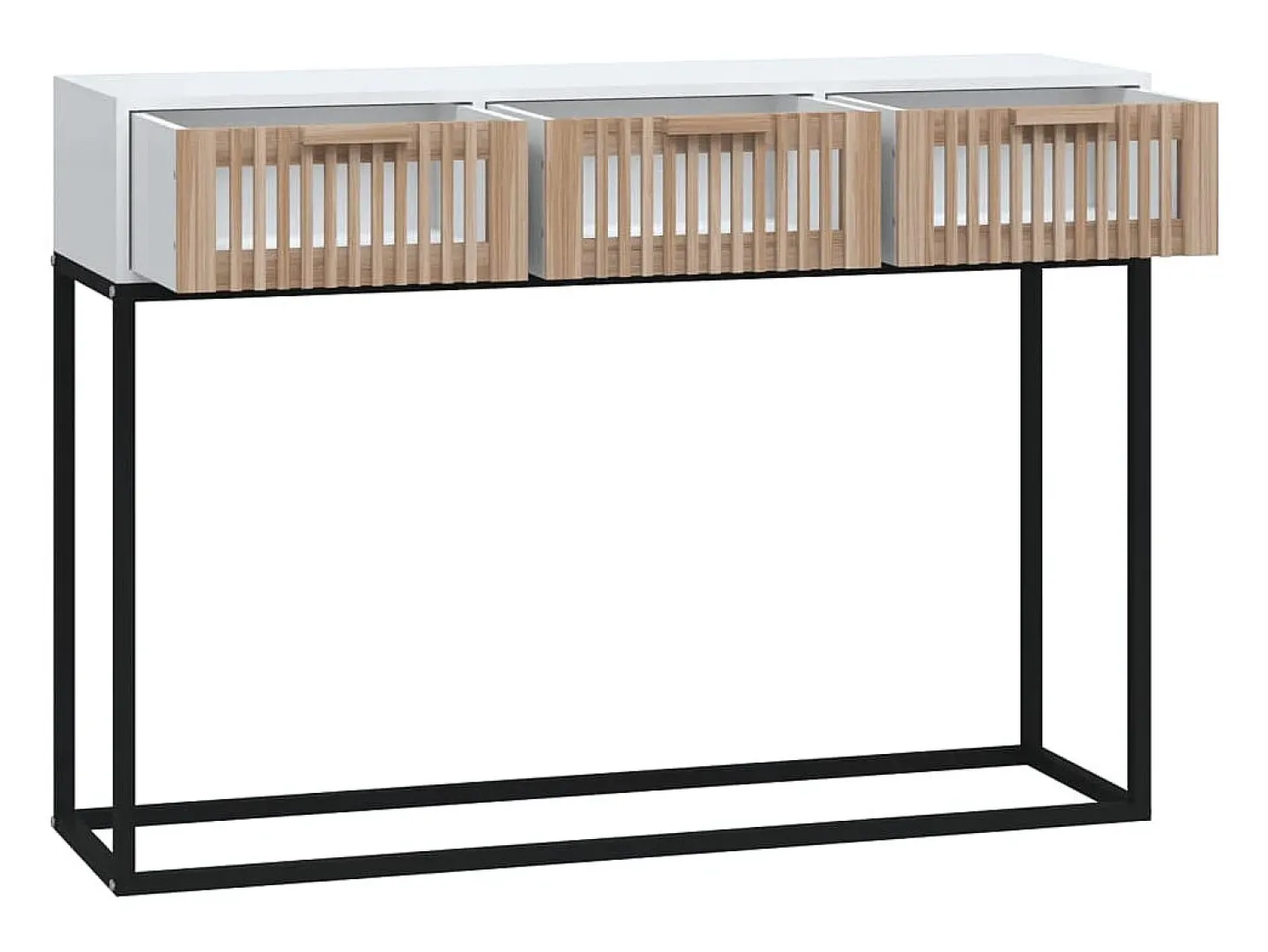 Mesa consola hierro y madera contrachapada blanco 105x30x75 cm