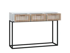Mesa consola hierro y madera contrachapada blanco 105x30x75 cm ES558412