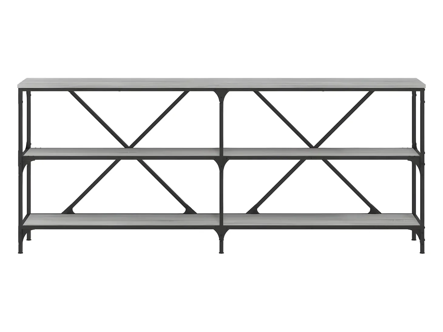 Mesa consola hierro y madera ingeniería gris Sonoma 180x30x75cm ES406136