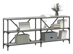 Mesa consola hierro y madera ingeniería gris Sonoma 180x30x75cm ES406136