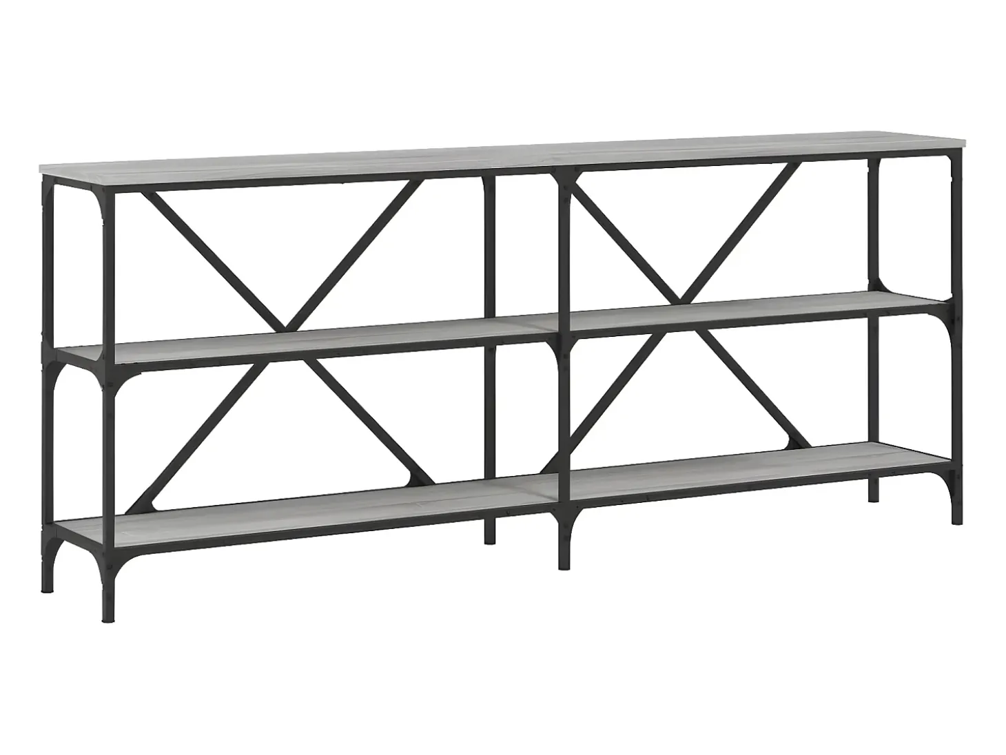 Mesa consola hierro y madera ingeniería gris Sonoma 180x30x75cm ES406136