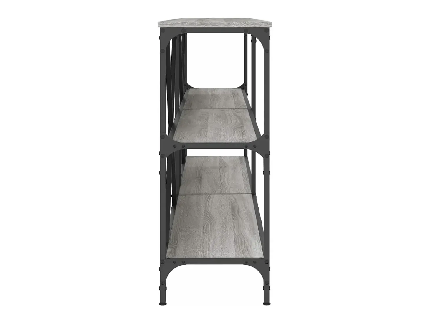Mesa consola hierro y madera ingeniería gris Sonoma 200x30x75cm