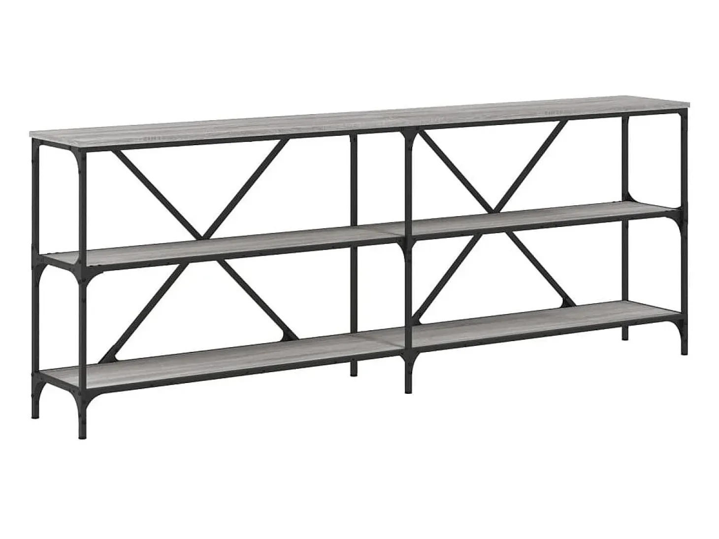 Mesa consola hierro y madera ingeniería gris Sonoma 200x30x75cm