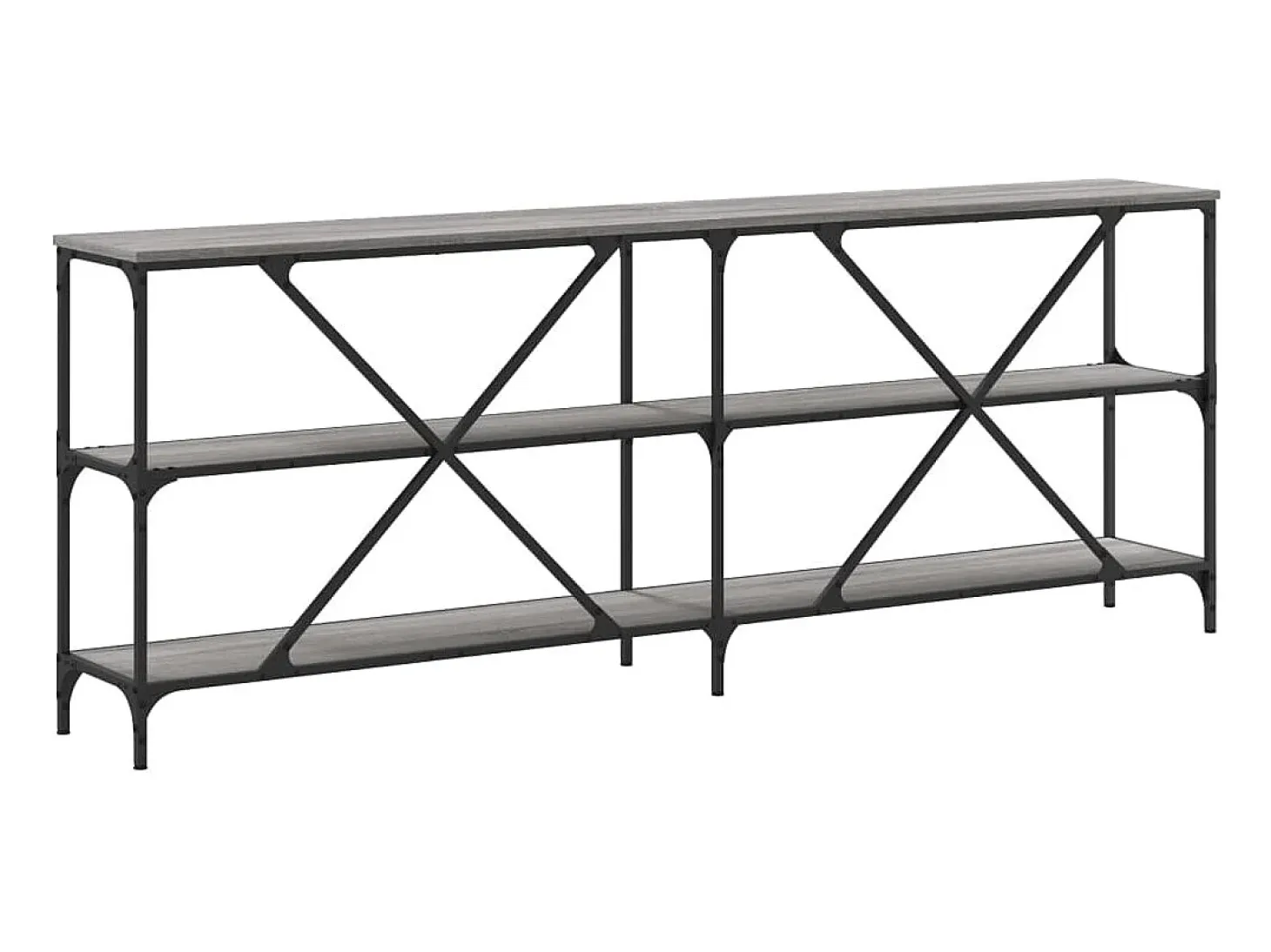 Mesa consola hierro y madera ingeniería gris Sonoma 200x30x75cm
