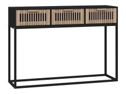 Mesa consola hierro y madera contrachapada negro 105x30x75 cm