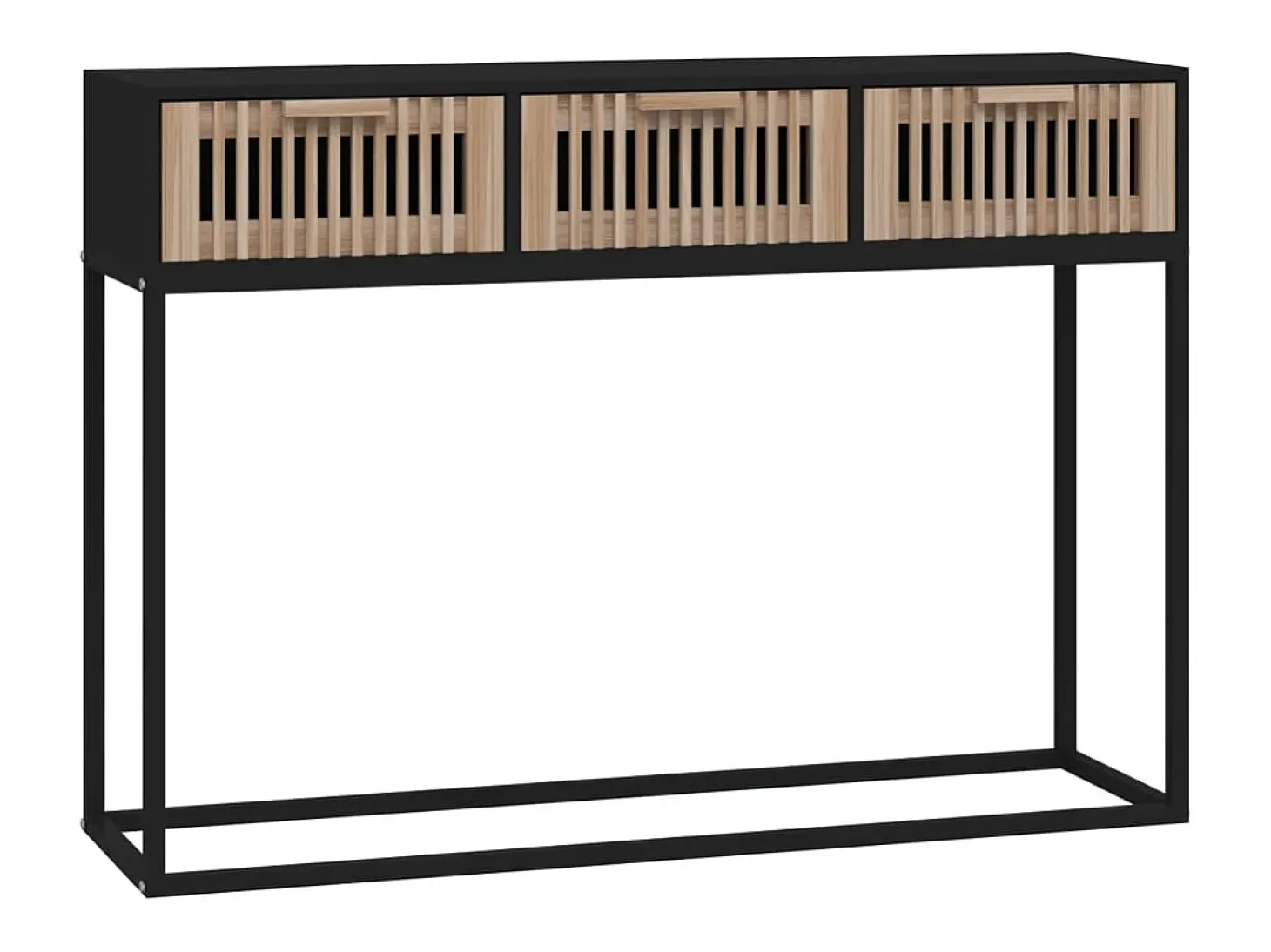 Mesa consola hierro y madera contrachapada negro 105x30x75 cm