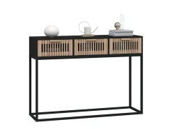 Mesa consola hierro y madera contrachapada negro 105x30x75 cm