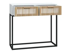 Mesa consola hierro y madera contrachapada blanco 80x30x75 cm