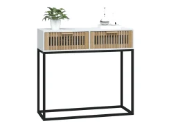Mesa consola hierro y madera contrachapada blanco 80x30x75 cm