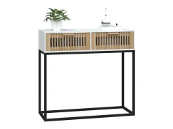 Mesa consola hierro y madera contrachapada blanco 80x30x75 cm ES819599