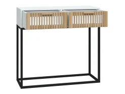 Mesa consola hierro y madera contrachapada blanco 80x30x75 cm ES819599