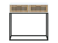 Mesa consola hierro y madera contrachapada blanco 80x30x75 cm ES819599