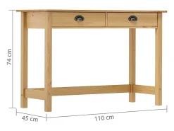 Mesa consola Hill con 2 cajones madera pino 110x45x74 cm