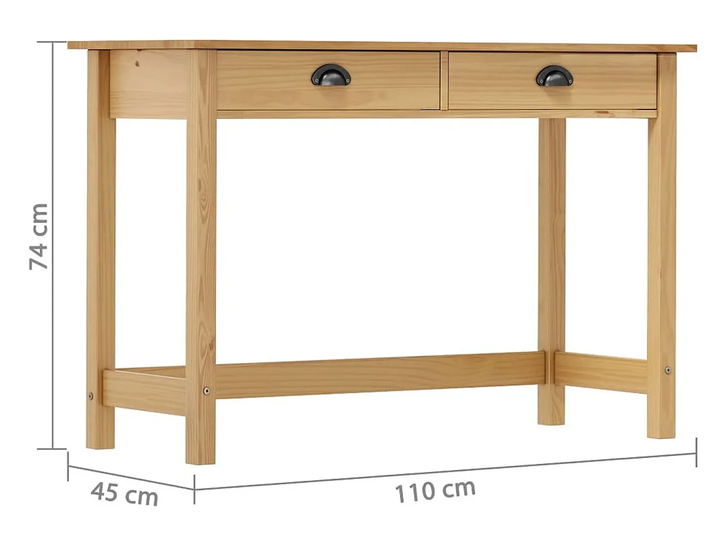 Mesa consola Hill con 2 cajones madera pino 110x45x74 cm