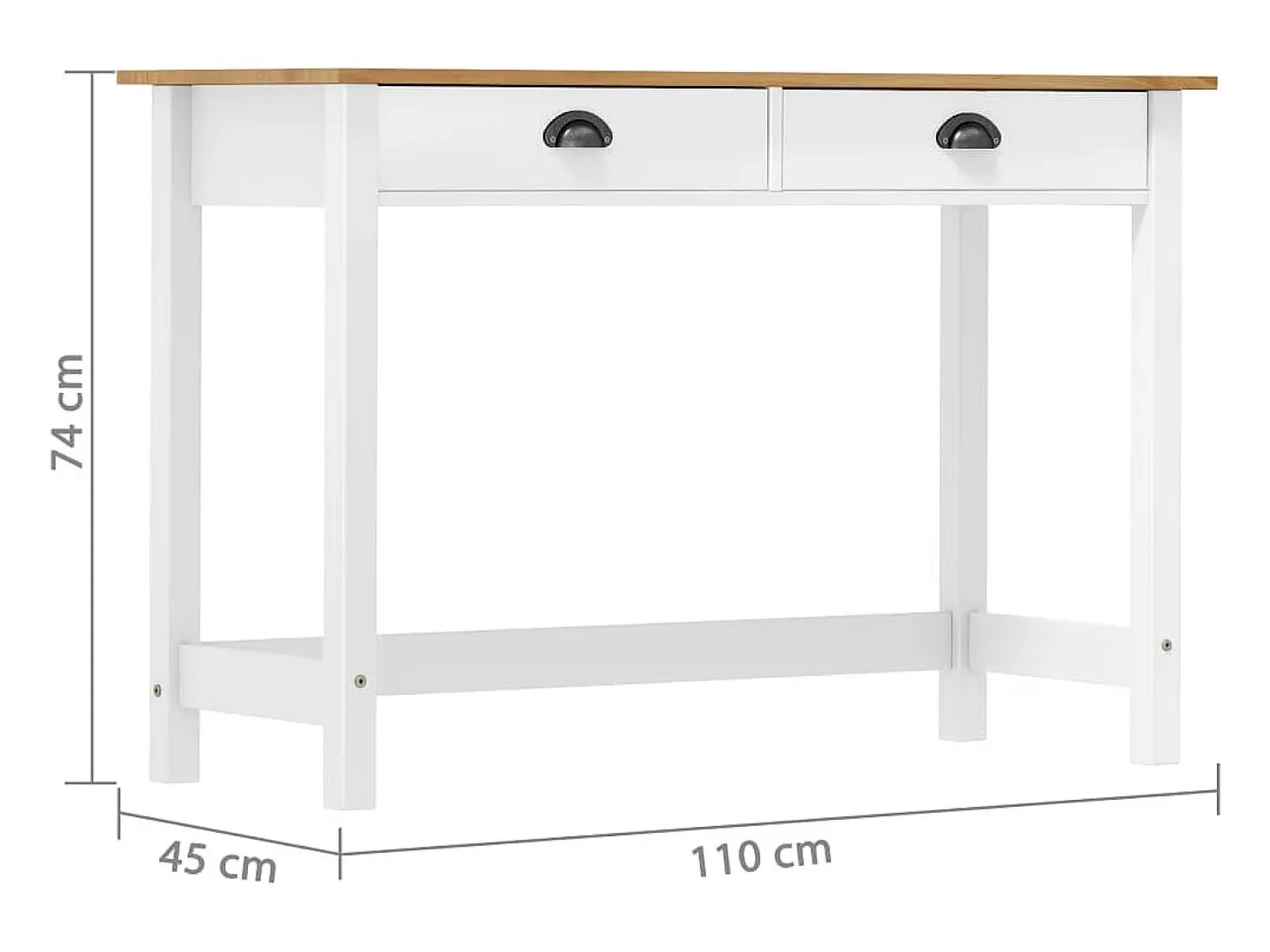 Mesa consola Hill con 2 cajones madera pino 110x45x74 cm