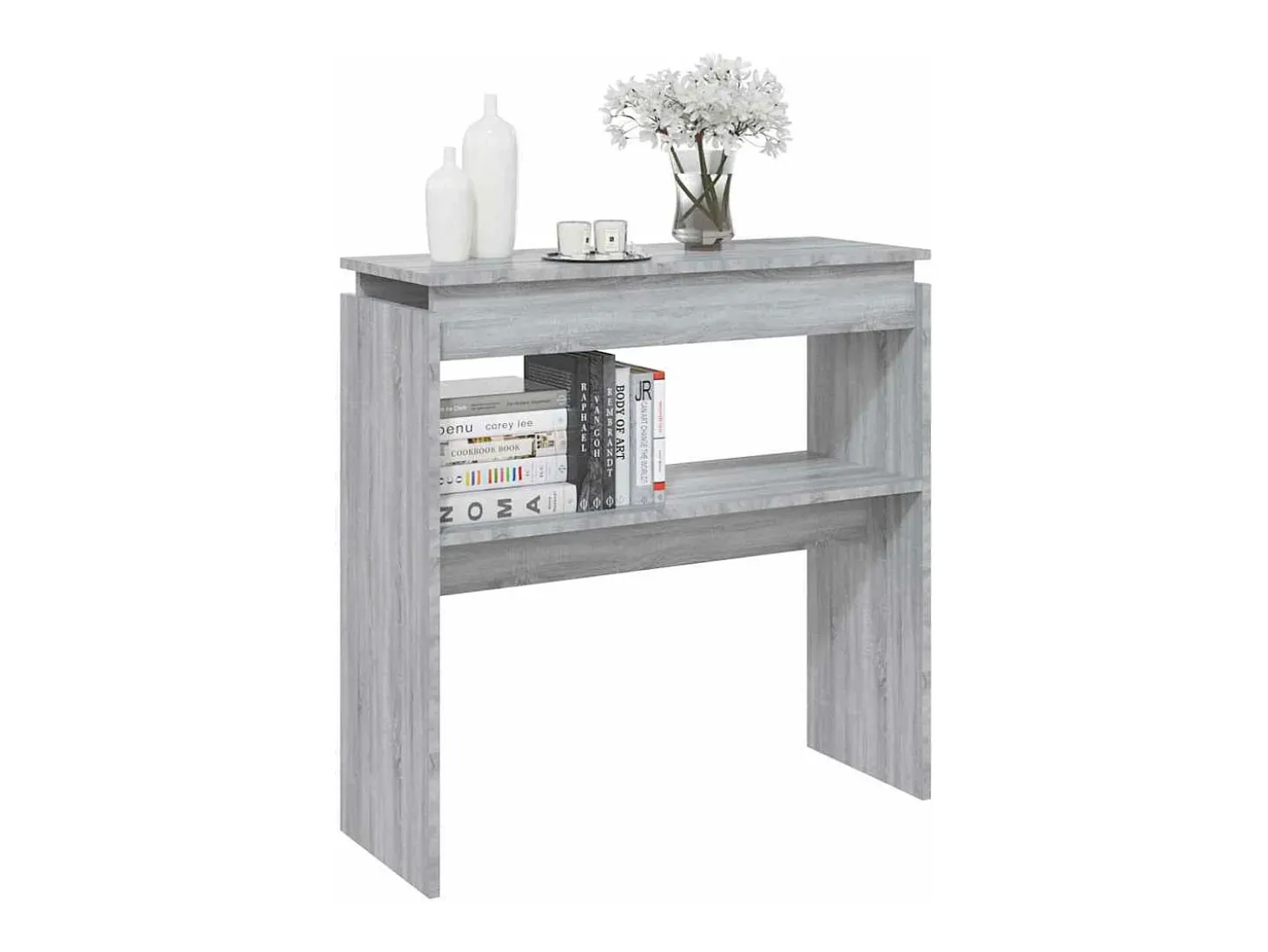 Mesa consola madera contrachapada gris Sonoma 80x30x80 cm