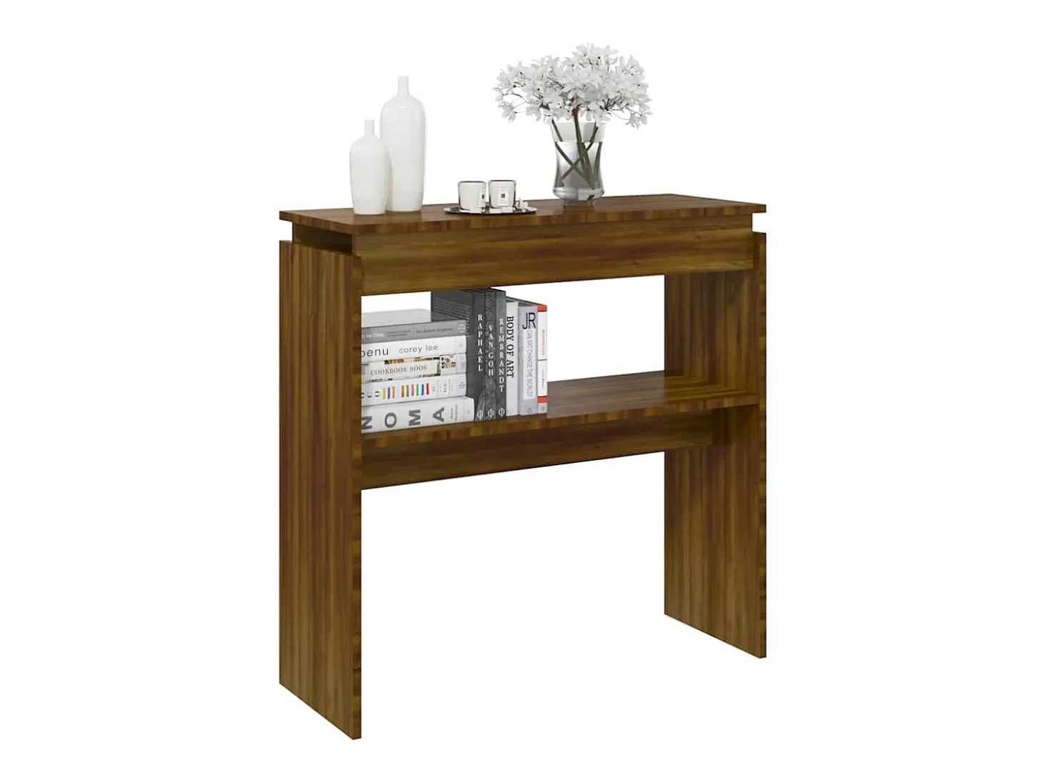 Mesa consola madera contrachapada roble marrón 80x30x80 cm