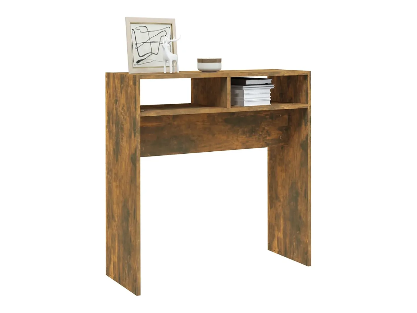 Mesa consola madera contrachapada roble ahumado 78x30x80 cm ES656589