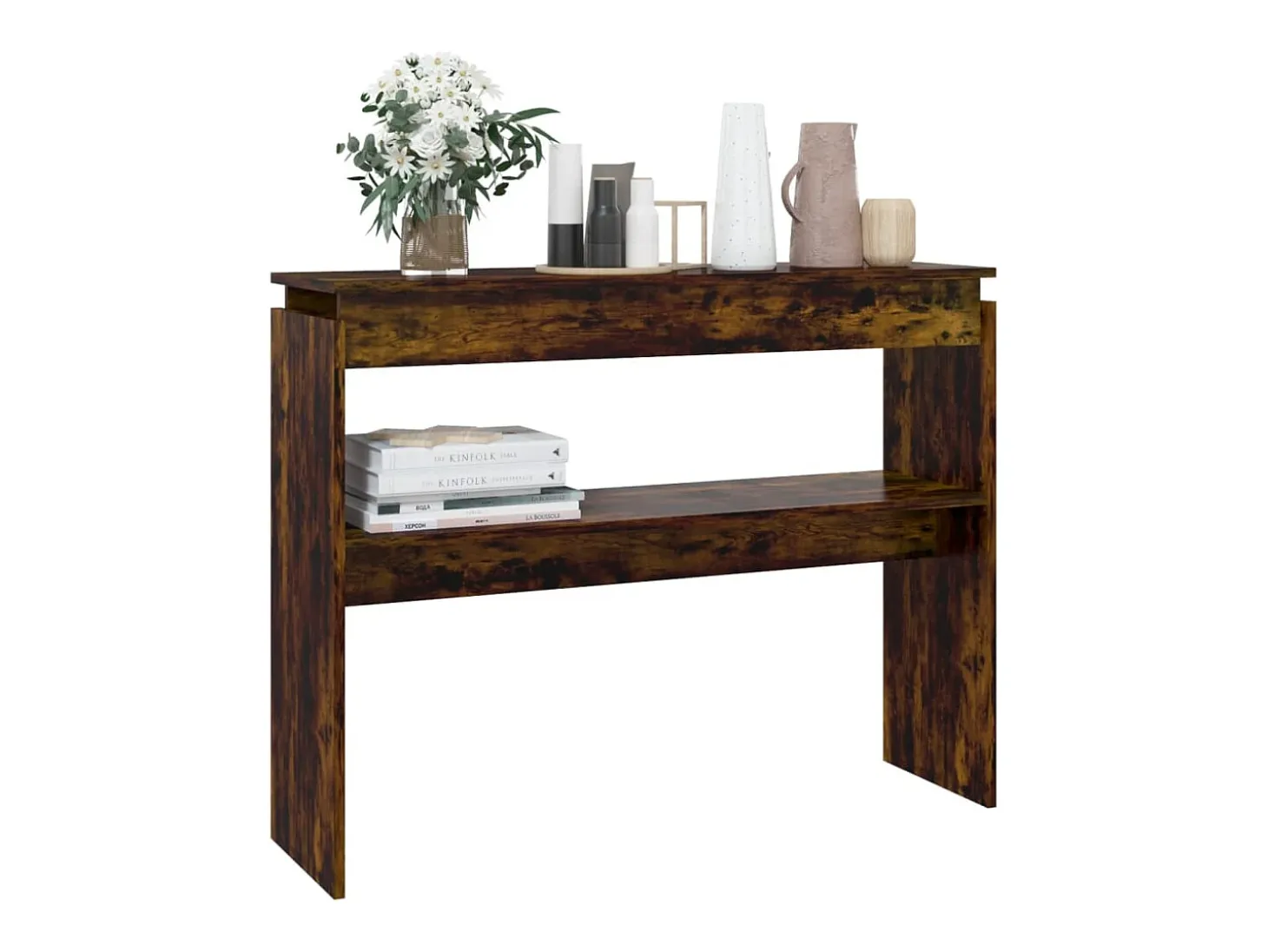 Mesa consola madera contrachapada roble ahumado 102x30x80 cm