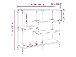 Mesa consola madera contrachapada gris Sonoma 103x32x95 cm
