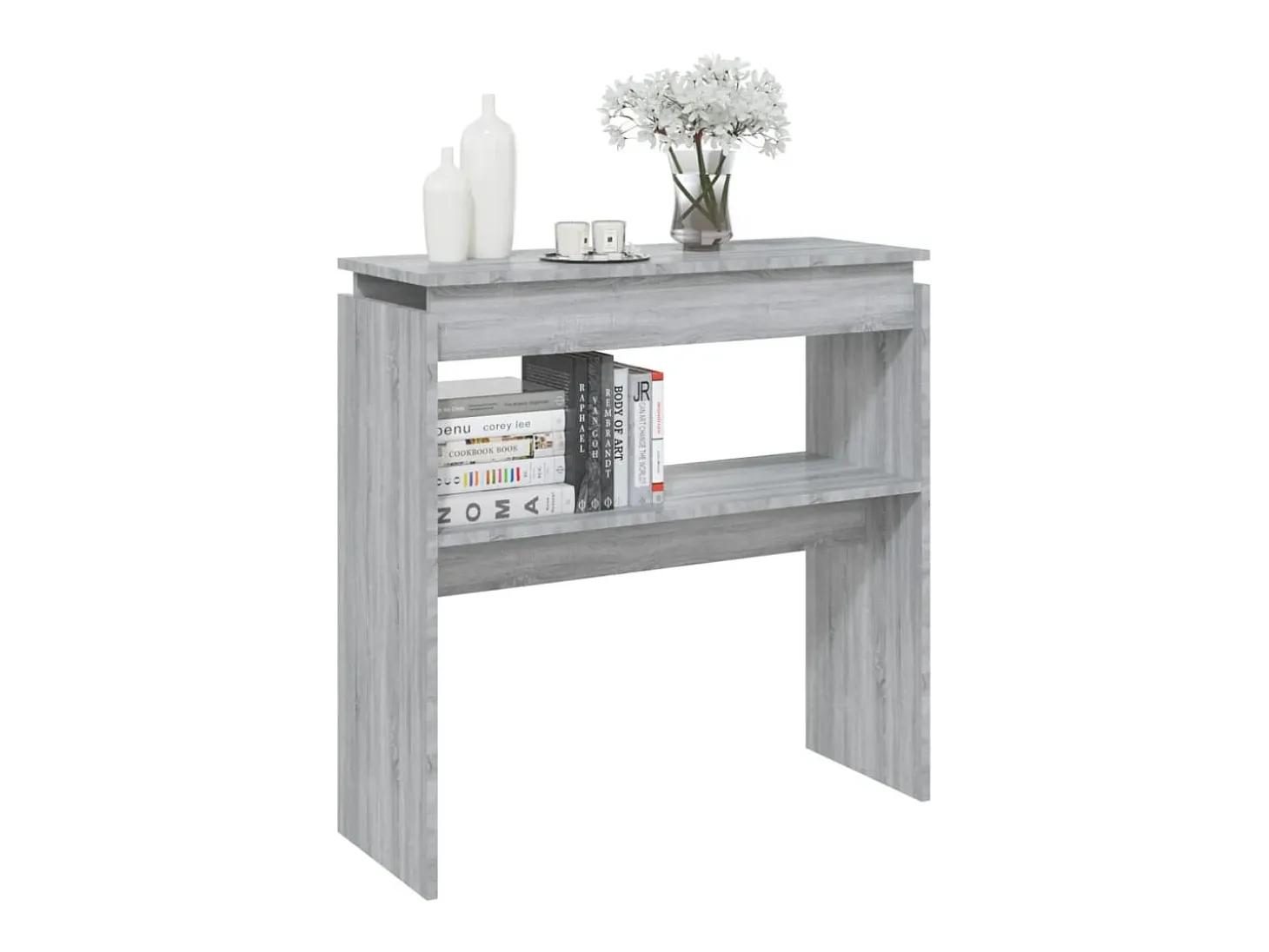 Mesa consola madera contrachapada gris Sonoma 80x30x80 cm ES403403