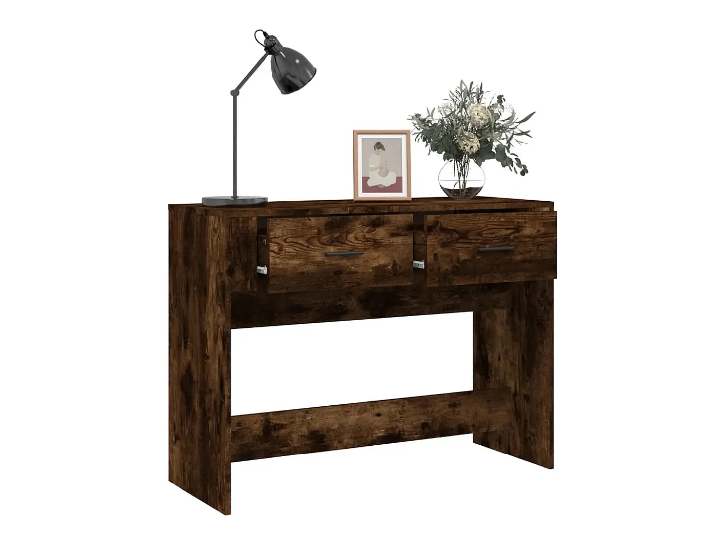 Mesa consola madera contrachapada roble ahumado 100x39x75 cm ES363725